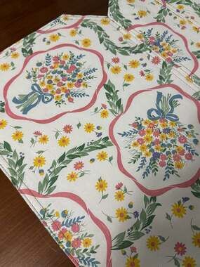 1990s Bows and Flowers set of 4 placemats Vintage Cottagecore style